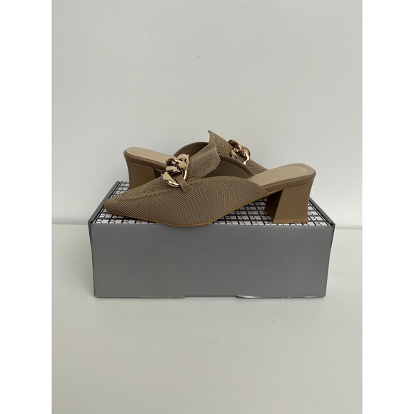 Newbella Women’s Knit Pointed Toe Chunky Heel Mules Comfortable Size 8 apricot - Picture 13 of 13